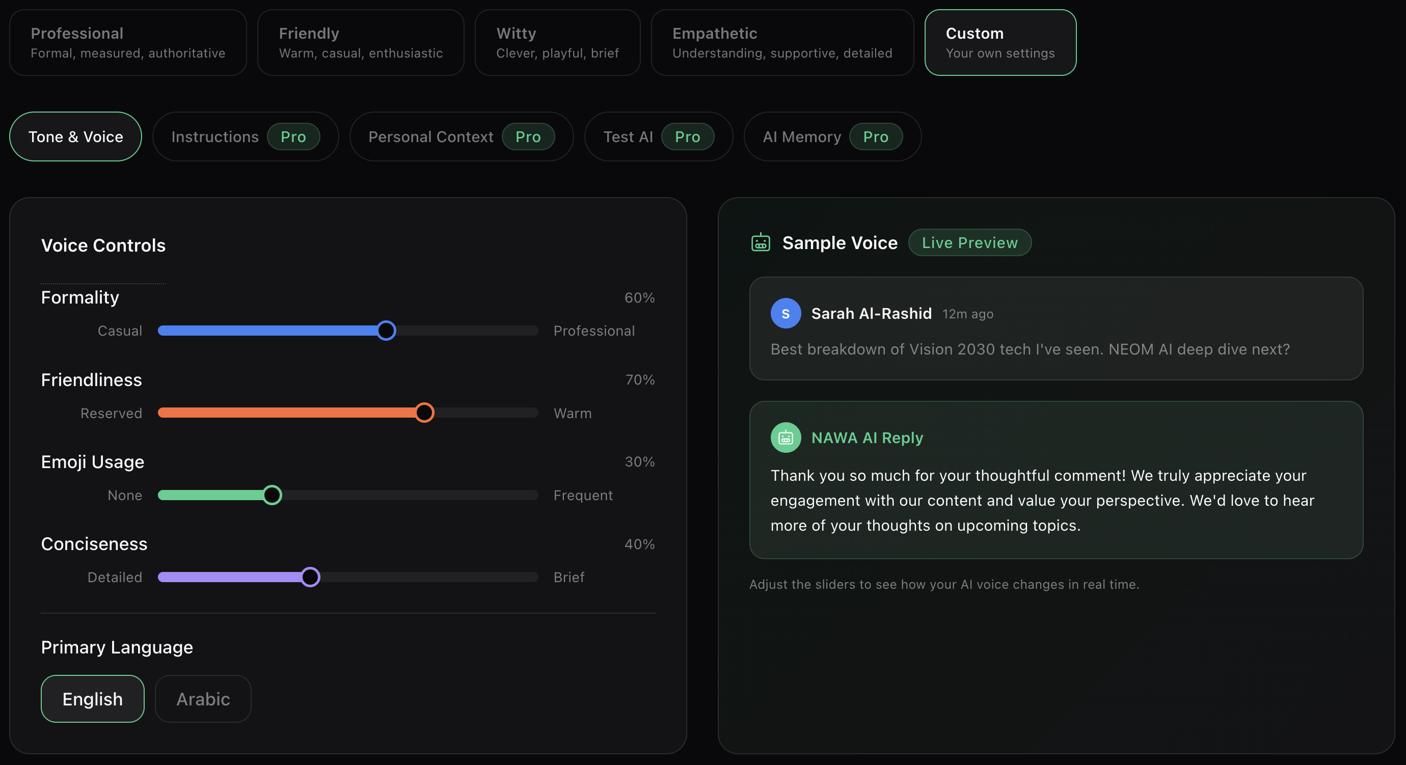 Voice Matching & Tone Builder